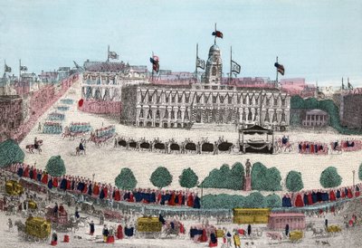 Procesión Fúnebre de Abraham Lincoln, 25 de abril de 1865 en Nueva York, pub. 1865 de American School