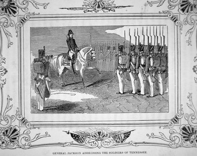 El General Andrew Jackson habla a la Milicia de Tennessee antes de la Batalla de Horsehoe Bend, 27 de marzo de 1814 de American School