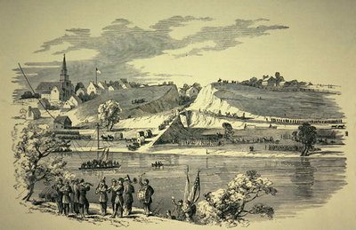 La división de la Unión del General Bank (1816-94) recrossando el Potomac desde Williamsport, Maryland, para atacar al ejército confederado bajo el mando del General Jackson (1824-63) en 1862 de American School