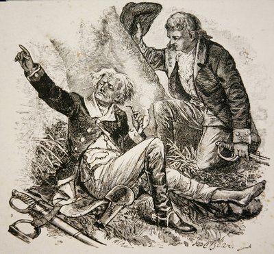 General Herkimer, herido y dirigiendo la batalla en la Batalla de Oriskany de American School