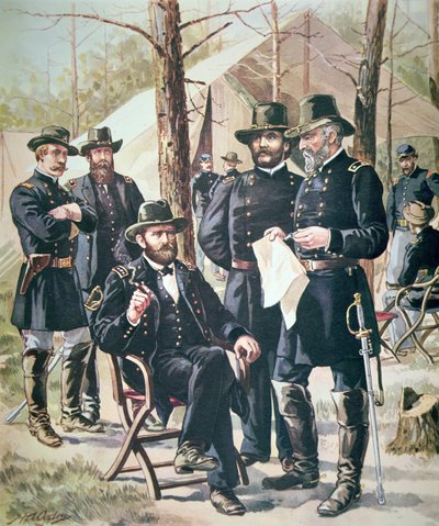 General Ulysses Simpson Grant, comandante de las fuerzas de la Unión en la Batalla de Shiloh, 6-7 de abril de 1862 de American School