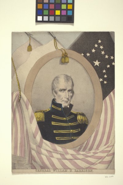 General Willam [Sic] H. Harrison (litografía coloreada a mano) de American School