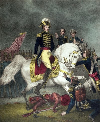 General William Henry Harrison en la Batalla de Tippecanoe en 1811 de American School
