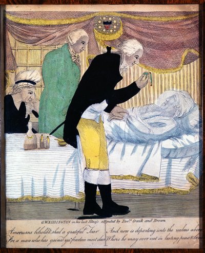 George Washington en su última enfermedad, atendido por los doctores Craik y Brown, 1799 de American School