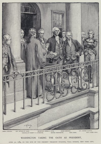 George Washington tomando el juramento como Presidente, 30 de abril de 1789 de American School