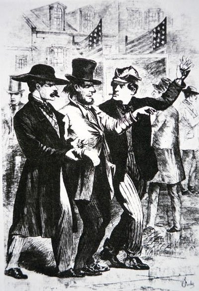 Emborrachando a un votante para influir en su voto en la elección de 1864 de American School