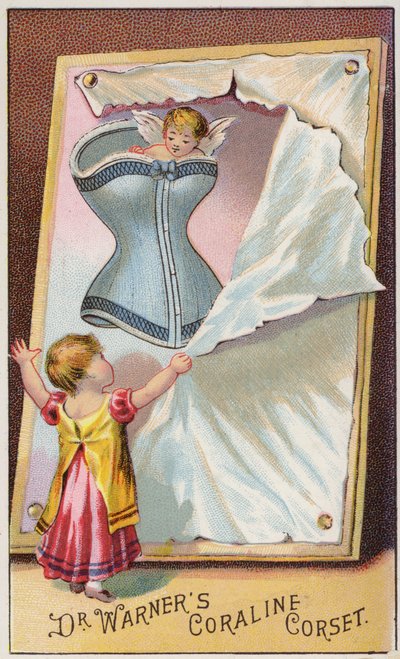 Niña mirando imagen de corsé de American School