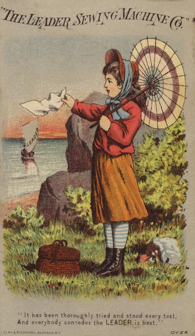 Niña saludando con pañuelo a un barco de vela de American School