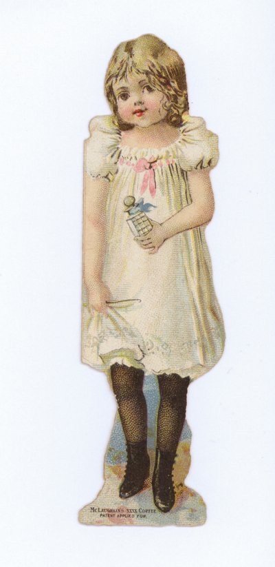 Niña llevando una botella (¿de perfume?) de American School