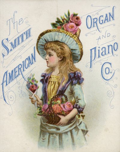 Chica sosteniendo cesta de flores de American School