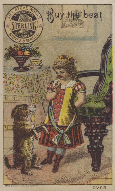 Niña enseñando a un perro a mendigar de American School