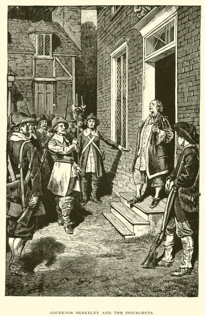 El Gobernador Berkeley y los Insurgentes (litografía) de American School