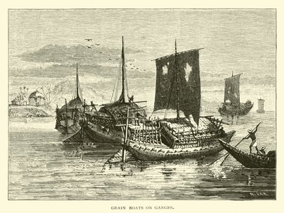 Barcos de grano en el Ganges de American School