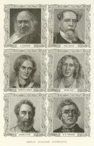 Grandes Novelistas Ingleses, R Blackmore, Charles Dickens, Charlotte Bronte, George Eliot, Bulwer-Lytton, W M Thackeray de American School