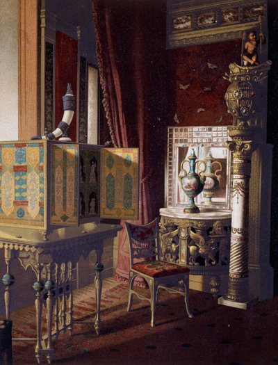Gran Salón, Hotel Van der Bilt en Nueva York, Dormitorio, ca 1840, grabado en color de American School