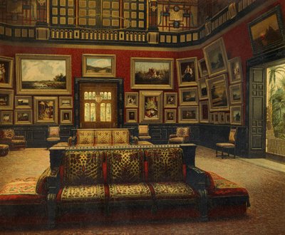 Gran Salón, Hotel Van der Bilt en Nueva York, ca 1840, grabado en color de American School