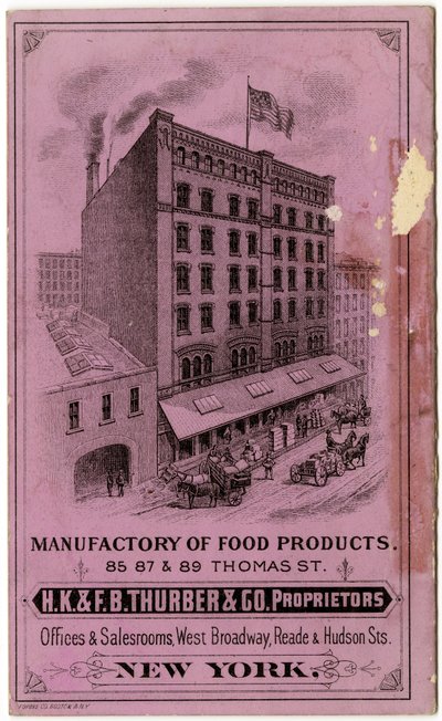 H.K. & F.B. Thurber & Co. folleto comercial, verso (folleto grabado) de American School