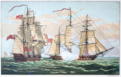 HMS Shannon vs el Chesapeake americano en 1813 durante la Guerra de 1812 de American School