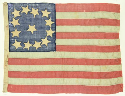 Bandera cosida a mano con trece estrellas, c.1830-80 de American School