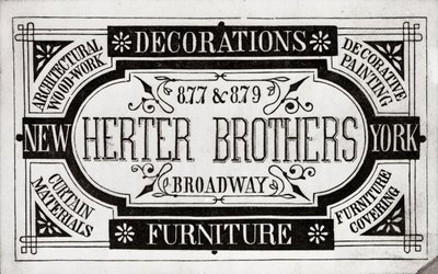 Herter Brothers, Decoraciones, Muebles, 877 & 879 Broadway, Nueva York [tarjeta comercial] de American School