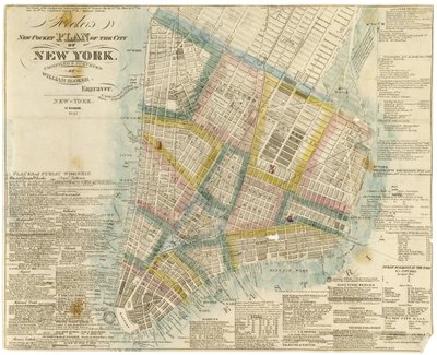 Nuevo plan de bolsillo de Hooker de la ciudad de Nueva York, compilado y levantado por William Hooker, 1842 de American School