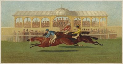 Carrera de caballos pasando por las gradas de American School