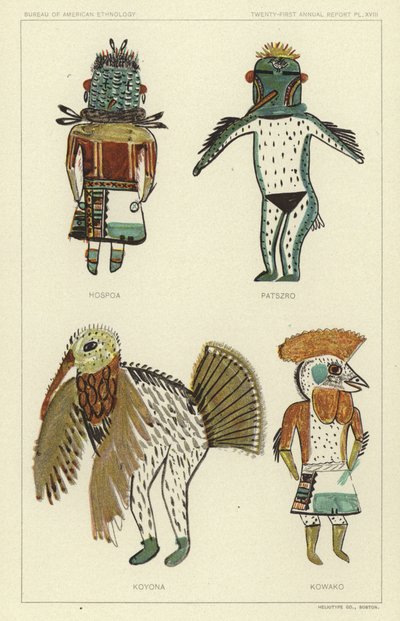 Hospoa, Paszro, Koyona, Kowako (litografía en color) de American School