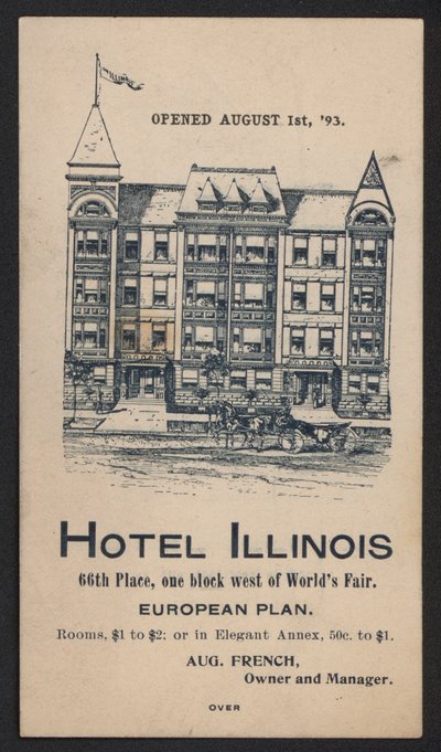 Tarjeta comercial de hotel de American School