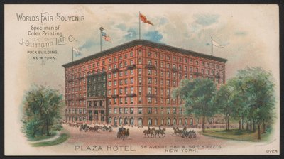Tarjeta comercial de hotel (grabado coloreado) de American School