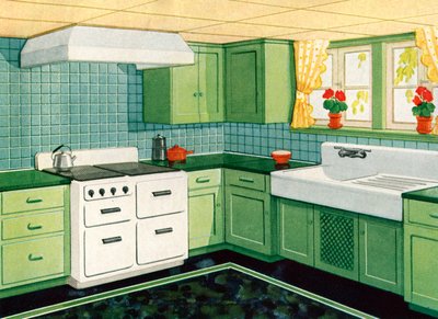 Cocina americana ideal de los años 30 de American School