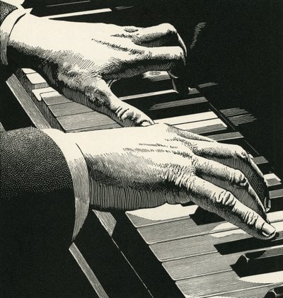 Ilustración de Manos Tocando un Piano de American School