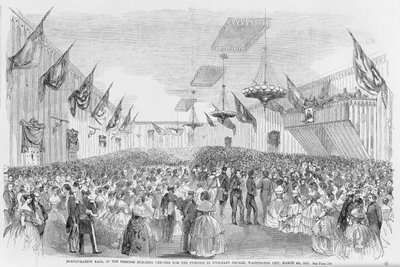 Baile de inauguración, impreso en Frank Leslies Illustrated Newspaper, 21 de marzo de 1857 de American School
