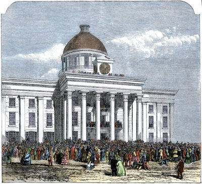 Toma de posesión del Presidente Jefferson Davis como Hwas del Estado Confederado de América, Ayuntamiento de Montgomery, Alabama de American School