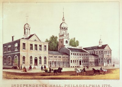 Independence Hall, Filadelfia, 1776, publicado por Nathaniel Currier (1813-88) y James Merritt Ives (1824-95) de American School