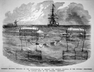Máquina infernal diseñada por los confederados para destruir la flotilla federal en el Potomac de American School