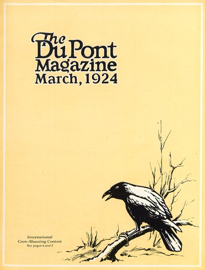 Concurso internacional de tiro a los cuervos, portada de la revista DuPont, marzo 1924 de American School
