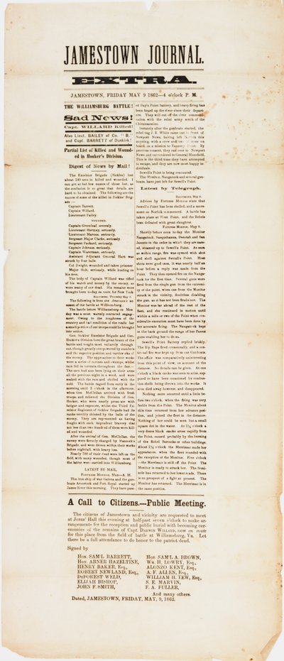 Jamestown journal extra, 9 de mayo de 1862 de American School