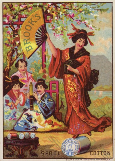 Dama japonesa bailando sobre carrete de algodón de American School