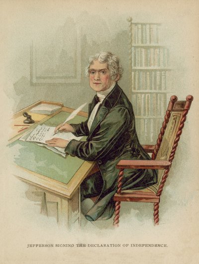 Jefferson firmando la Declaración de Independencia de American School