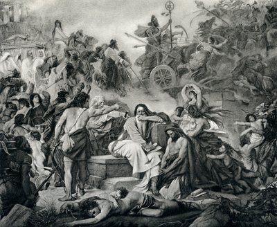 Jeremías en la caída de Jerusalén, de "The Jewish Encyclopedia", c.1901 (grabado) de American School
