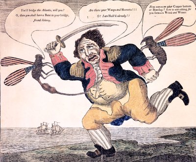 John Bull picado hasta la agonía por la Avispa y el Avispón, c.1813 de American School
