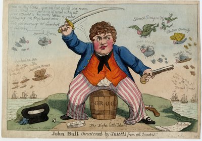 John Bull amenazado por insectos de todos los cuartos, c.1813 de American School