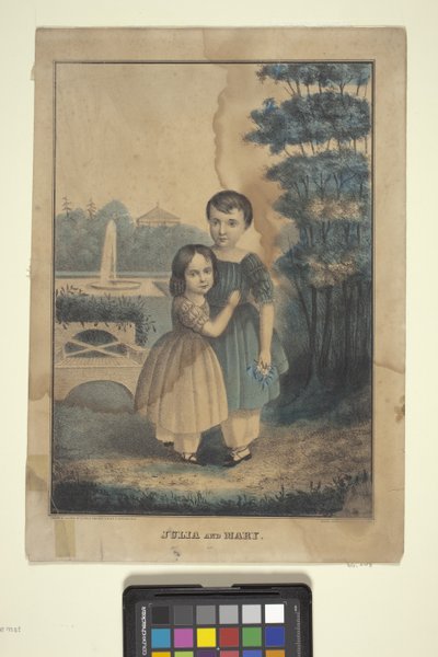 Julia y Mary (litografía coloreada a mano) de American School