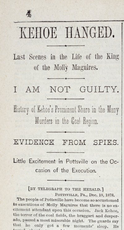 Kehoe colgado, del New York Herald, 19 de diciembre de 1878 de American School