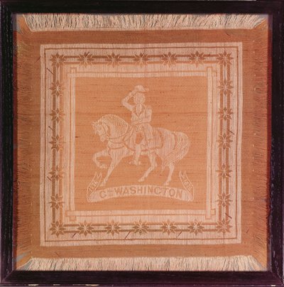 Pañuelo que representa a George Washington (1732-99) a caballo, 1876 de American School