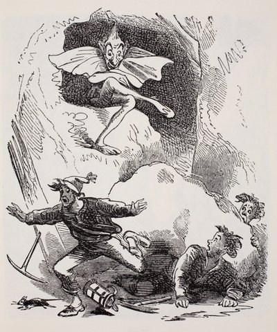 Kobolds, de La Guía Mundial de Gnomos, Hadas, Elfos y Otros Seres Pequeños por Thomas Keightley (1789-1872) Publicado 1880, (grabado en blanco y negro) de American School