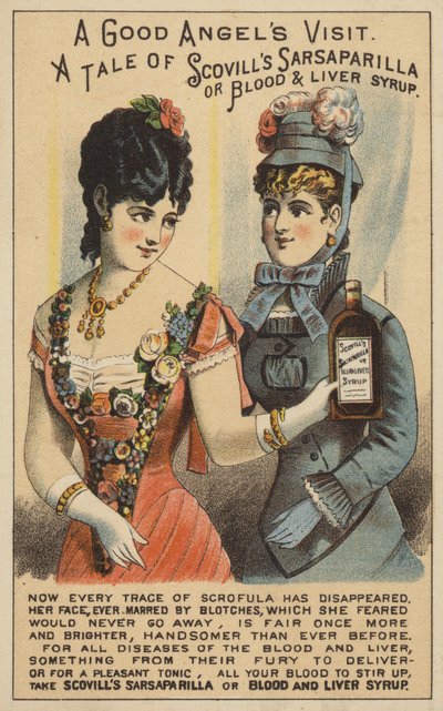 Damas con botella de zarzaparrilla de American School