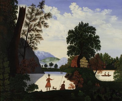 Paisaje con indios, 1880 de American School