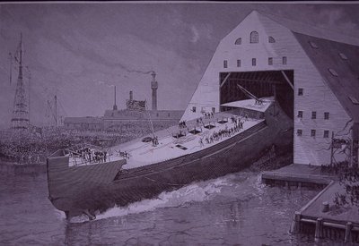 Lanzamiento del USS Maine, ocho años antes de que fuera hundido de American School