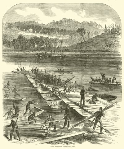 Tendido de los pontones para el cuerpo de Sedgwick, abril 1863 de American School